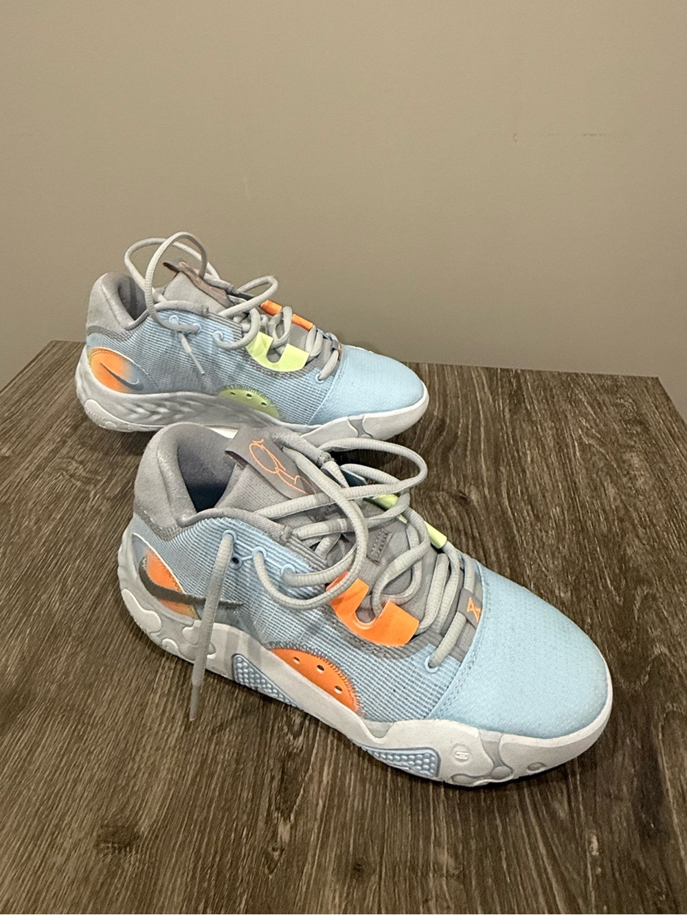 Kids Mesh Athletic Sneakers in Light Blue and Orange